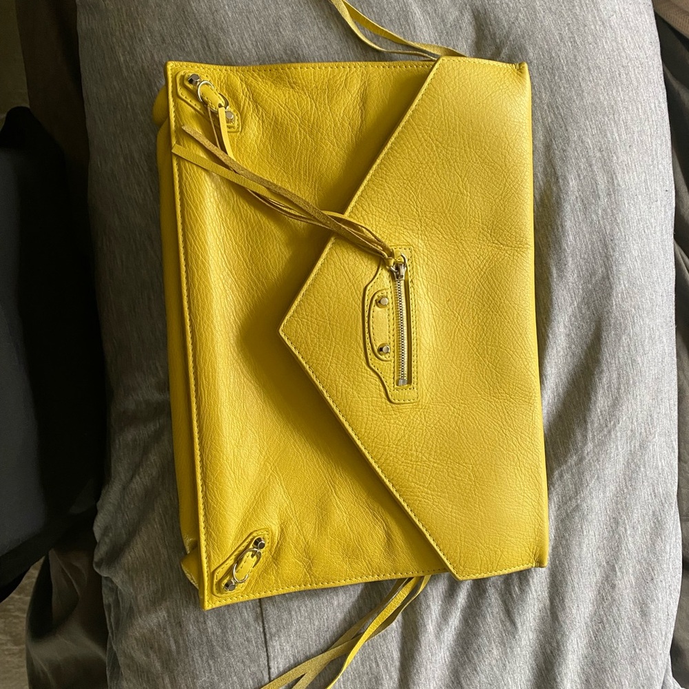 Balenciaga yellow clutch